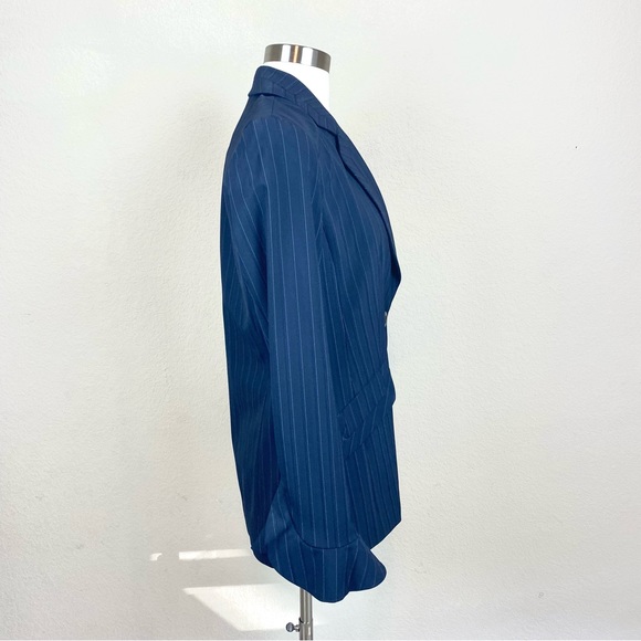 Etcetera Flare Sleeve Pinstriped Navy Blue Blazer/Suite Jacket - Picture 5 of 10